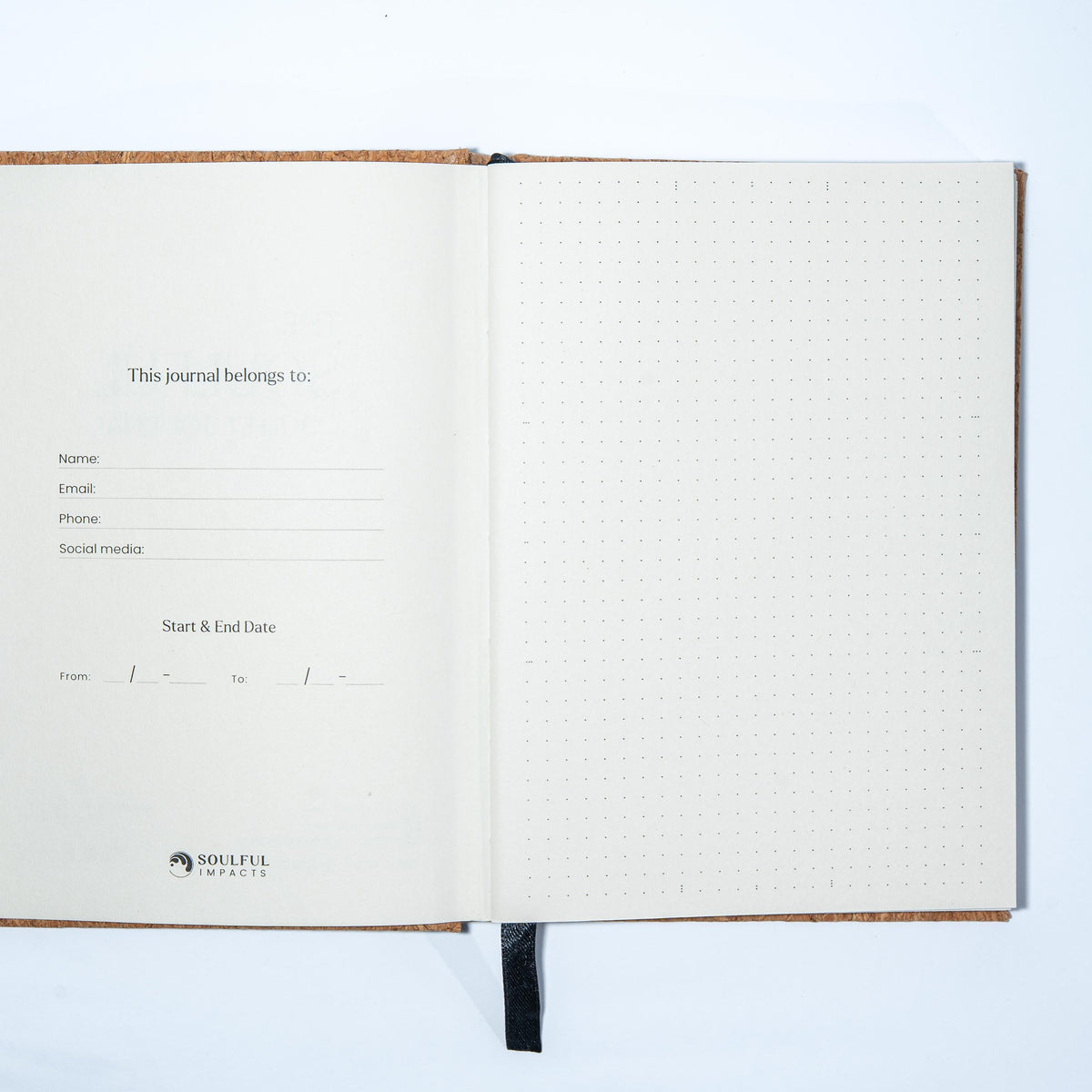 A5 cork bullet journal shown outdoors in natural Bali setting