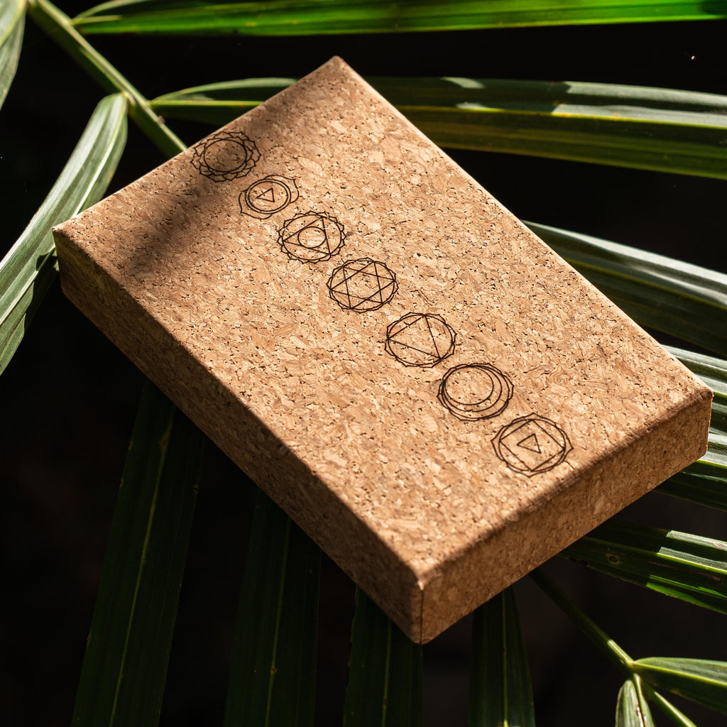 Chakra Affirmation Card Deck displayed with wooden stand in natural light