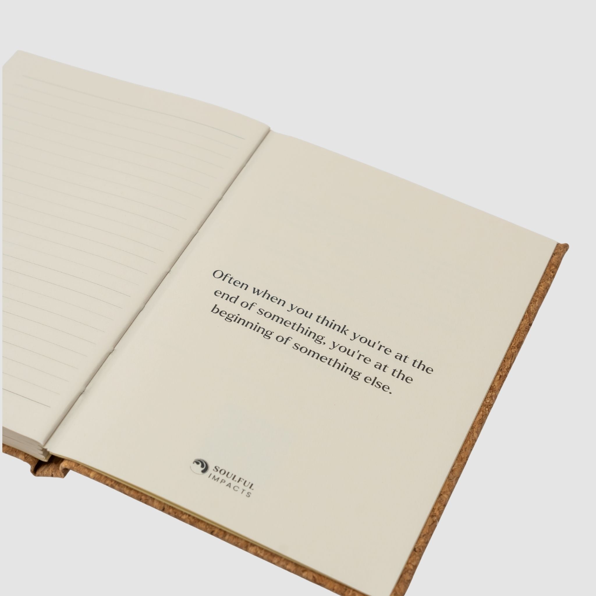 Open notebook with a quote on a white background